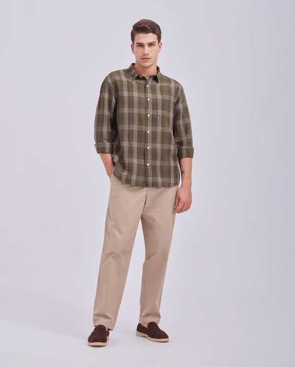 Grey And Yellow Linen Check Shirt - Image 5