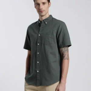 Green Cotton Linen Shirt